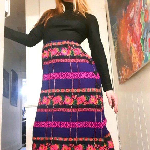 Vintage Boho 1960’s Neon Maxi Dress By Saba California .  Sz S - Picture 5 of 5